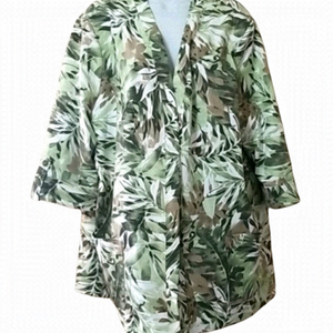 ALIA plus size 3x tropical leaf print open front blazer